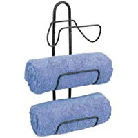 mDesign Estante toallero para montar en la pared – Estantería de baño en metal con 3 soportes – Elegante toallero de…